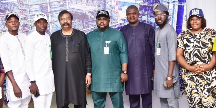 *L--R, Clerk of the Senate, NANS HQ, Senator Comrade Oladimeji Uthman, Comrade Alao John, Coordinator NANS South West, Vice President, Oil & Gas, Dangote Industries Limited, Devakumar Edwin; NANS Senate President, Akinteye Babatunde, Dangote Petroleum Refinery, Head of Administration, Musa Bala, NANS Assistant General Secretary, Paul Edoh Gabriel, Vice President Inter - Campus Affairs NANS, Mowete Amaka Juliet, During the NANS Delegates Members Visit Dangote Petroleum Refinery, Petrochemicals And Fertiliser Plants Lekk,i Lagos..