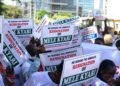 *Placards calling for Mele Kyari's resignation as NNPCL's Group CEO