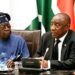 Nigerian President, Bola Tinubu and South African President, Cyril Ramaphosa