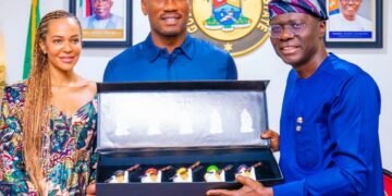 Legendary Footballer, Didier Drogba Visits Sanwo-Olu in Lagos