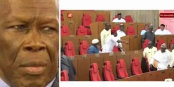 Senators Engage in Shouting Match Over Motion To Immortalise Former NEC Chairman, Humphrey Nwosu (Video)