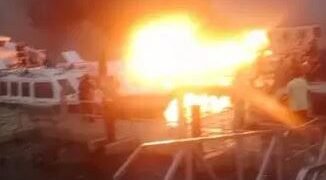Panic as Fires Guts Ferry in Lagos, 4 Injured