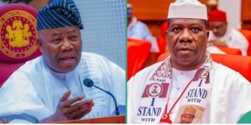 Akpabio, Senate Leader Opeyemi in Shouting Match During Heated Exchange