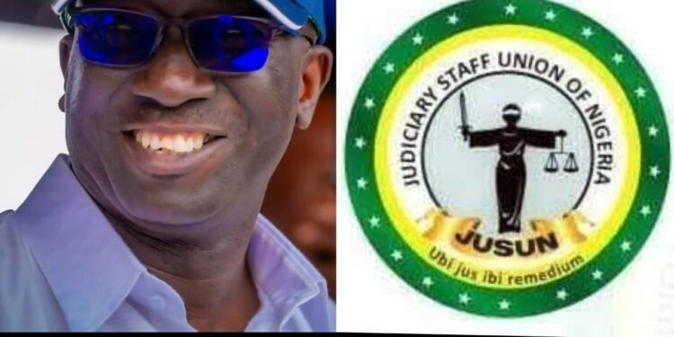 *Photo combination of Gov Monday Okpebholo and the JUSUN logo