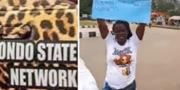 Amotekun Operative’s Pregnant Wife Stages Lone Protest Over Her ‘Missing Husband’ in Ondo