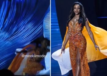 Moment Miss Jamaica Tumbled Off Stage And Was Carried Away on Stretcher During Miss Universe Pageant (Video)