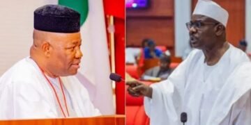 I Am a Senior Senator, You’re Just There to Preside, Not to Stop Me From Speaking, Ndume Fires at Akpabio