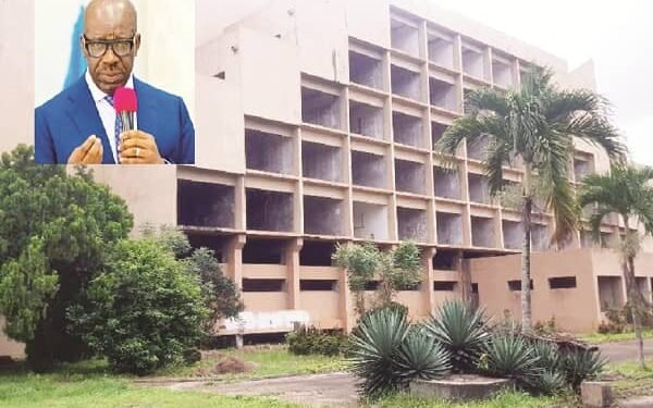 The controversial Radisson Hotel, Benin (inset - ex-gov Godwin Obaseki)