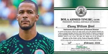 Ex-Super Eagles Captain, William Troost-Ekong Receives National Honour Certificate From President Tinubu