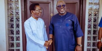 Oborevwori Felicitates with Elder Statesman Chief Godwin Ogbetuo at 96