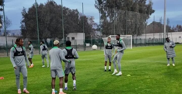 *The Super Eagles during the team’s training session in Fès, Morocco on Friday evening.(PhotoCredit:NAN)