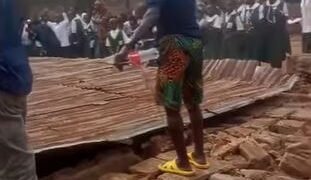 Commotion as Public School Building Collapses In Ikorodu (Video)