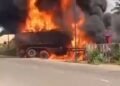 Commotion as Fuel Tanker Catches Fire While Offloading in Imo 