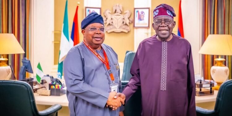 *President Bola Tinubu and Jospeh Tegbe