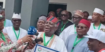 Jerry Gana Receives Jonathan’s PDP Certificate of Return as Presidential Candidate