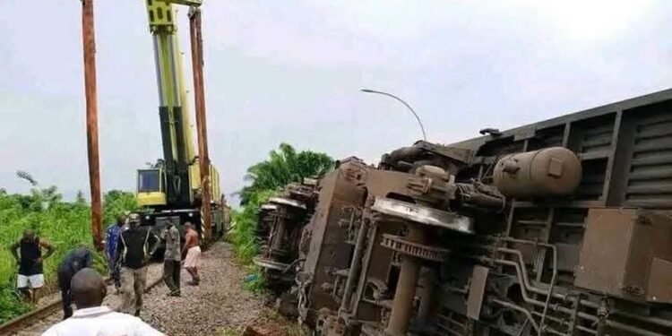 *The derailed train