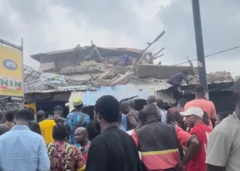 JUST IN: 3-storey Building Collapses in Lagos (Photo)
