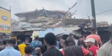 JUST IN: 3-storey Building Collapses in Lagos (Photo)