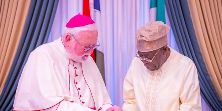 *President Bola Tinubu and Archbishop Paul R. Gallagher