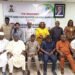 From right: Permanent Secretary, Delta State Ministry of Finance, Dr. Ngozi Mogbolu; Commissioner representing Delta State on the Revenue Mobilization, Allocation and Fiscal Commission (RMAFC), Mr. Martins Aruviere Egharhevba; Delta State Commissioner for Finance, Sir Tilije Okenmor; Commissioner for Economic Planning, Mr. Sunny Ekedayen; leader of the RMAFC delegation to Delta State, Mr. Victor Eboigbe; other members of the delegation; and key Delta State stakeholders during the Commission's assessment visit to evaluate the state's economic diversification projects and programmes.  PIX: BRIPIN ENARUSAI