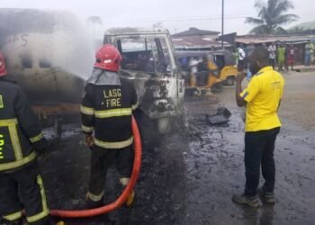 Gas-laden Tanker Catches Fire as Driver Loses Control in Lagos