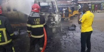 Gas-laden Tanker Catches Fire as Driver Loses Control in Lagos