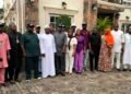 *Alhaji Yahaya Bello flanked by the NANS leaders
