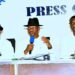 *Delta State Commissioner for Works (Rural Roads), and Public Information, Mr. Charles Aniagwu (middle), flanked by the Commissioner for Health, Dr. Joseph Onojaeme (left), and the Commissioner for Transport, Mr. Onoriode Agofure during a post Executive Council press briefing at the Press Centre, New Government House, Asaba on Friday. Photo: Bripin Enarusai