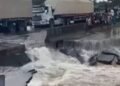 Flood Washes Away Section of East-West Road in Delta